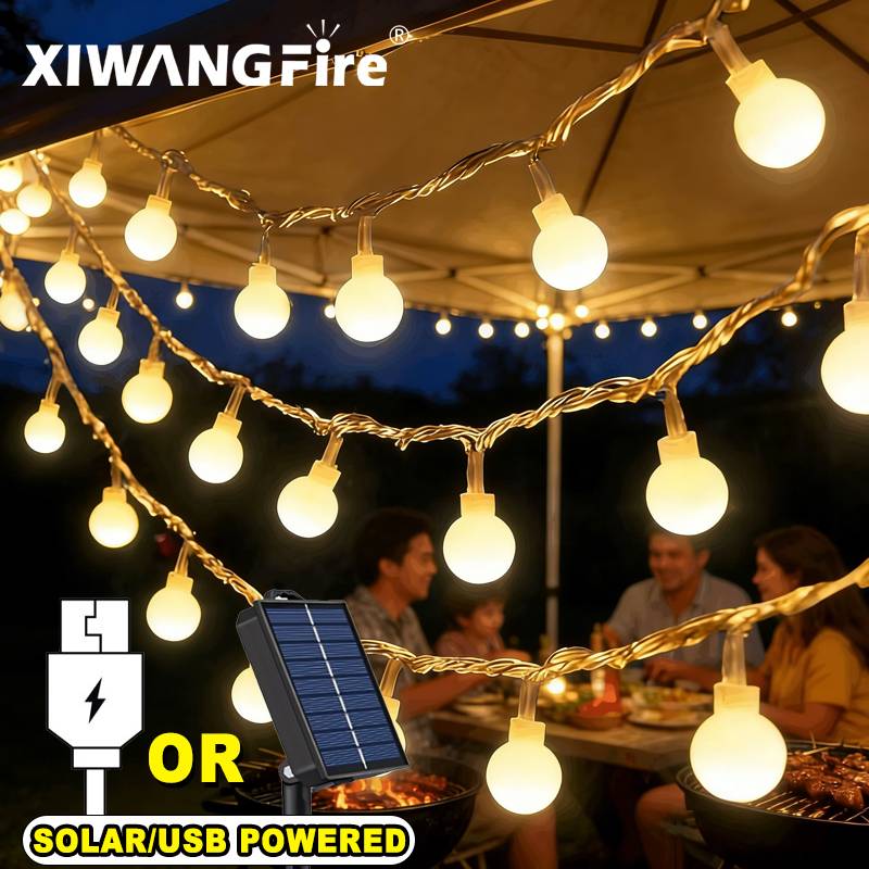 Outdoor Lighting Led Fixtures - 3-10M Solar/USB/Battery String Lights, Fairy Globe