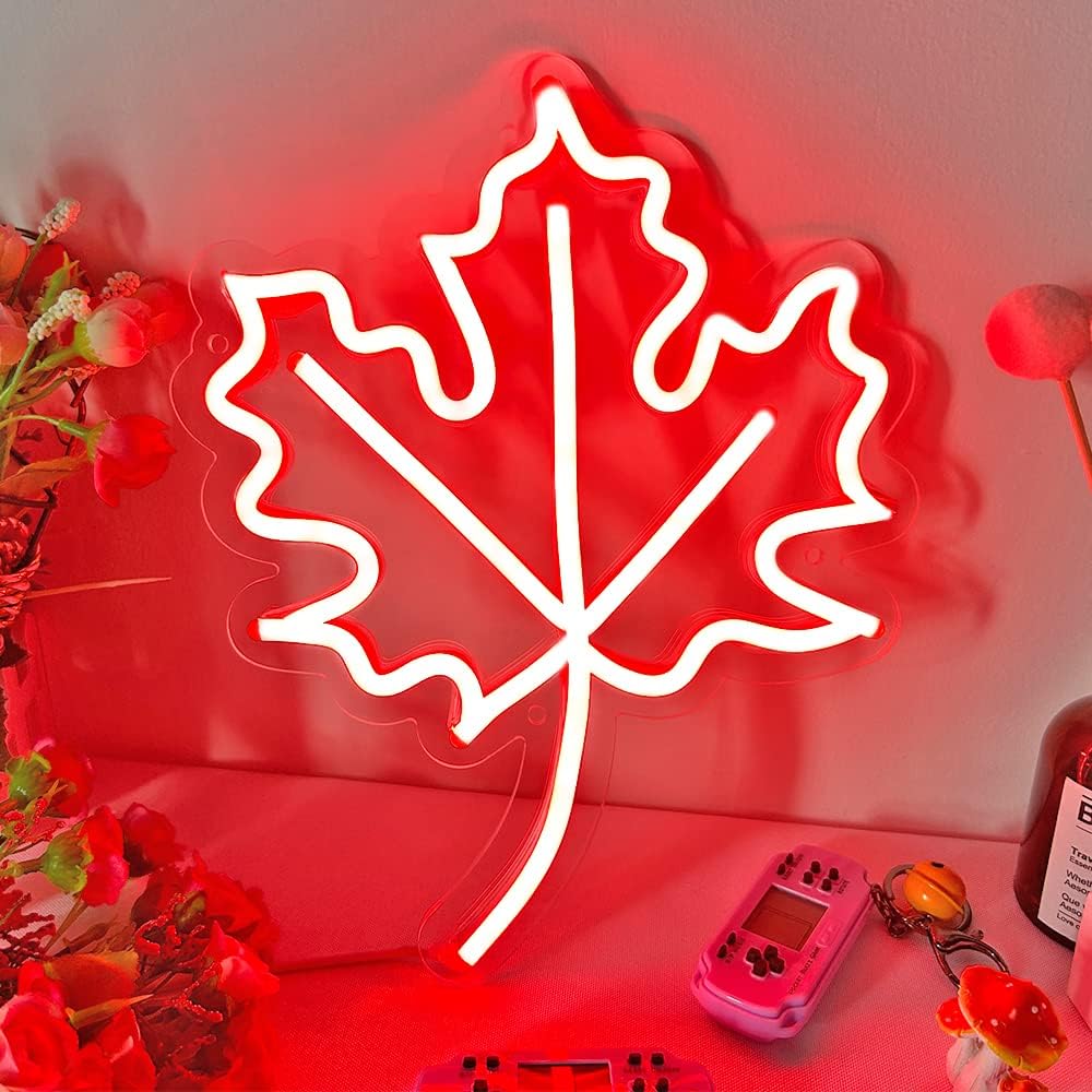 Outdoor Lighting Canada - Maple Leaf Dimmable Neon Sign Canada