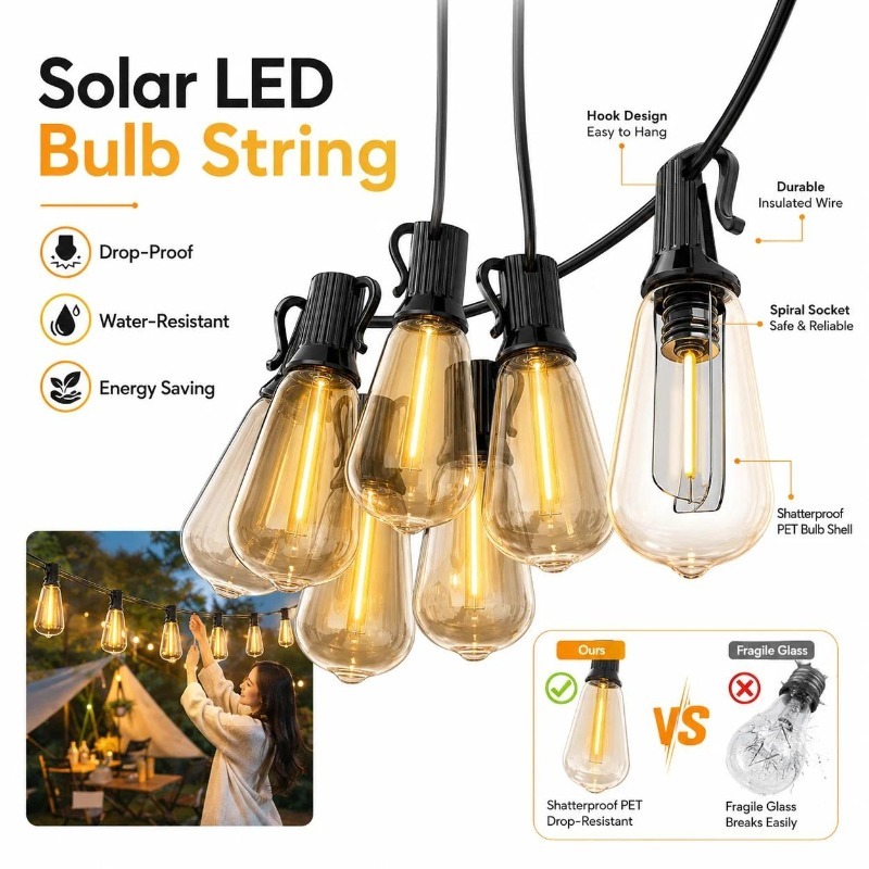 Outdoor Lighting Event - Outdoor Solar LED Papaya Fairy String