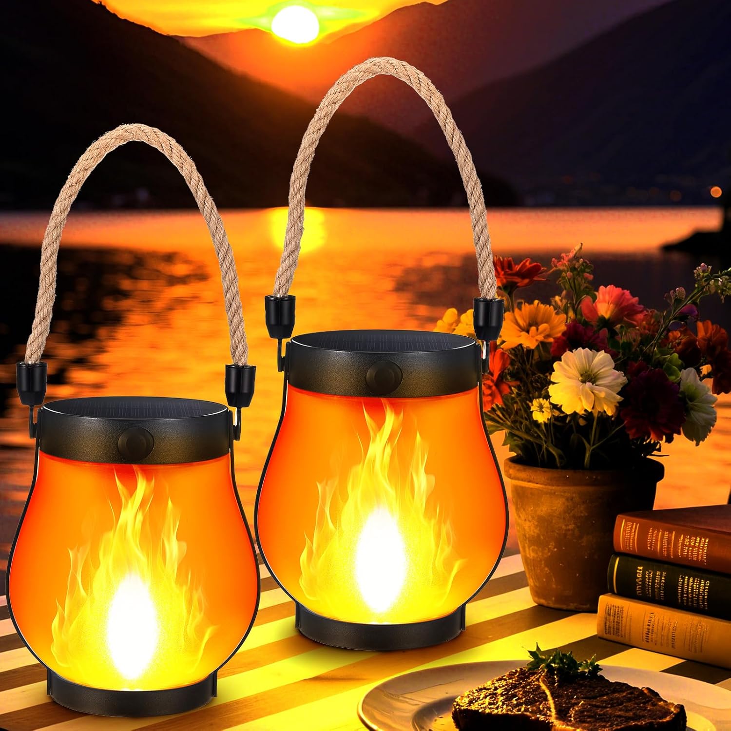 2 Pack Solar Flame Lanterns, F - Fire Torch Solar ulasan dan harga