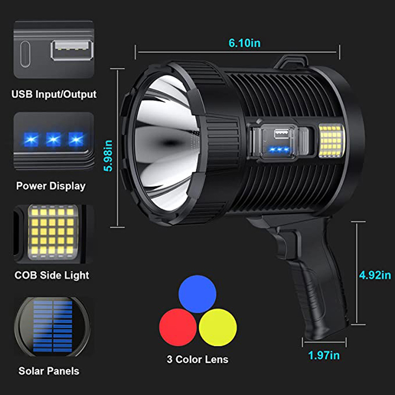 XHP90 Ultra Bright Led Flashli - Fire Torch Solar ulasan dan harga