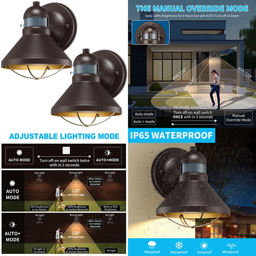 2 Pack Motion Sensor Outdoor L - Outdoor Lighting Led Fixtures ulasan dan harga