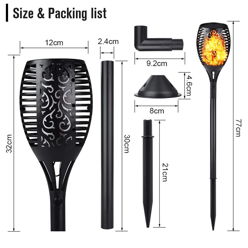Hot 51LED 96LED Solar Flame To - Fire Torch Solar ulasan dan harga