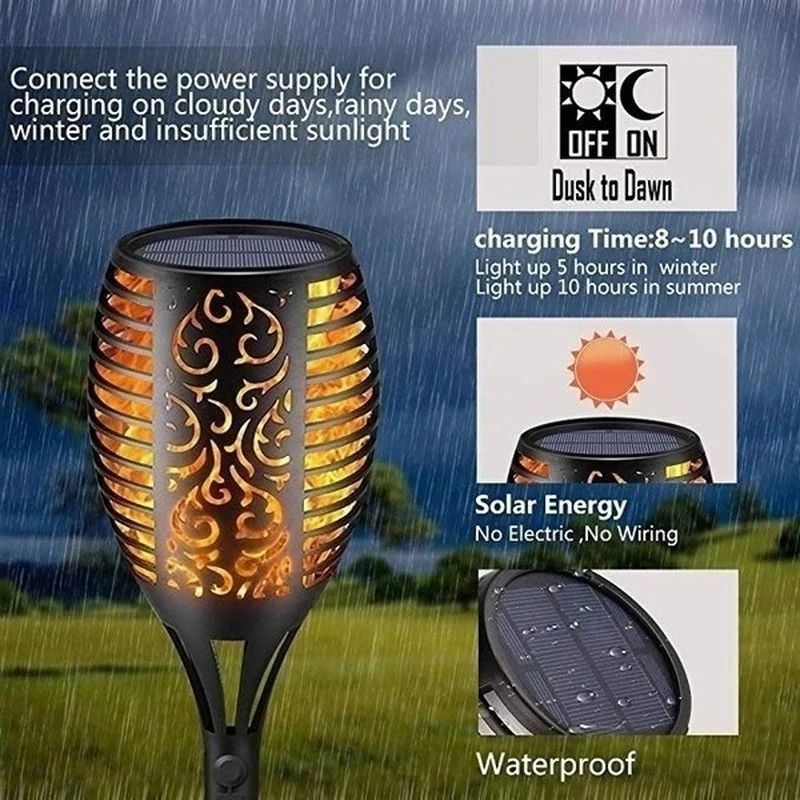 1/2/4/6/8/10Pcs Solar Flame To - Fire Torch Solar ulasan dan harga