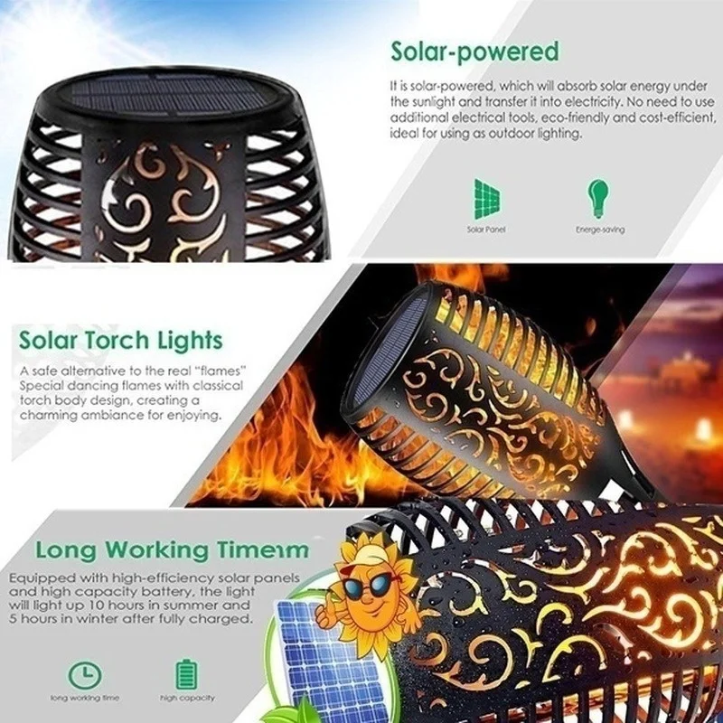 1/2/4/6/8/10Pcs Solar Flame To - Fire Torch Solar ulasan dan harga