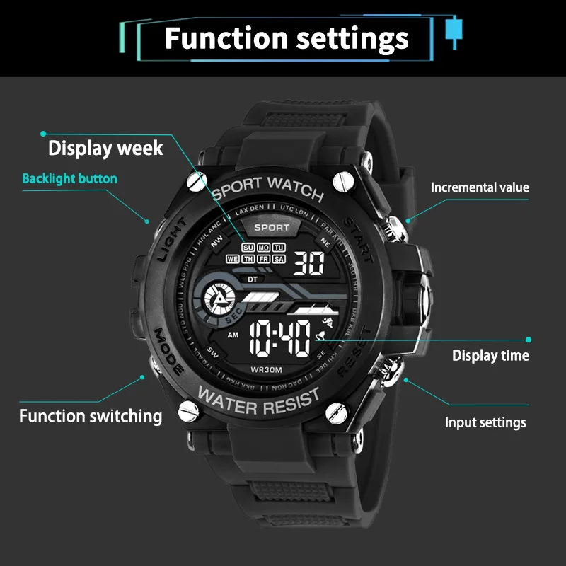 YIKAZE Men's Sports Watch Wate - Outdoor Lighting Timer ulasan dan harga