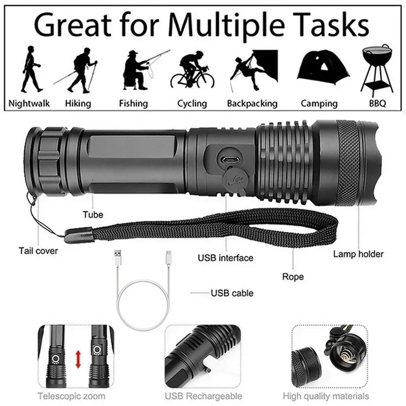 High Power XHP70 Led Flashligh - Outdoor Lighting Electric ulasan dan harga